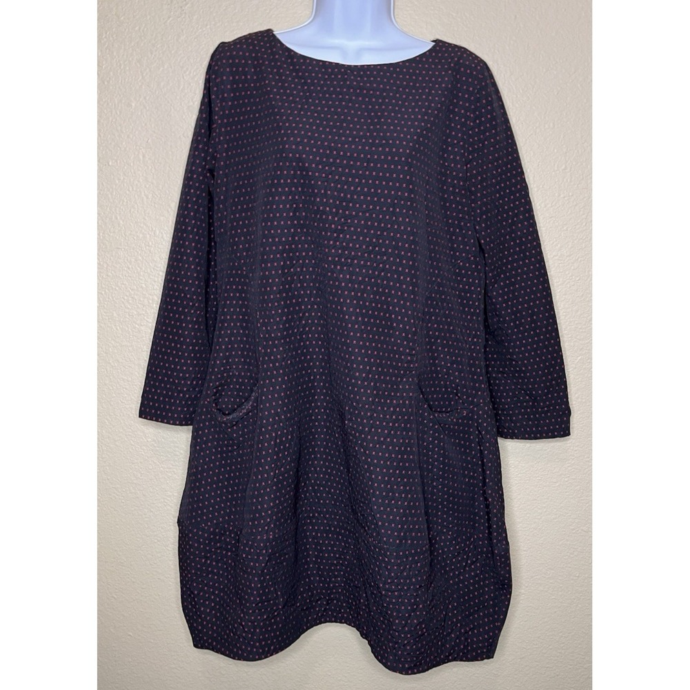 Niche Nilgun Derman Lantern Dress Balloon Pockets Black Red Lagenlook SM